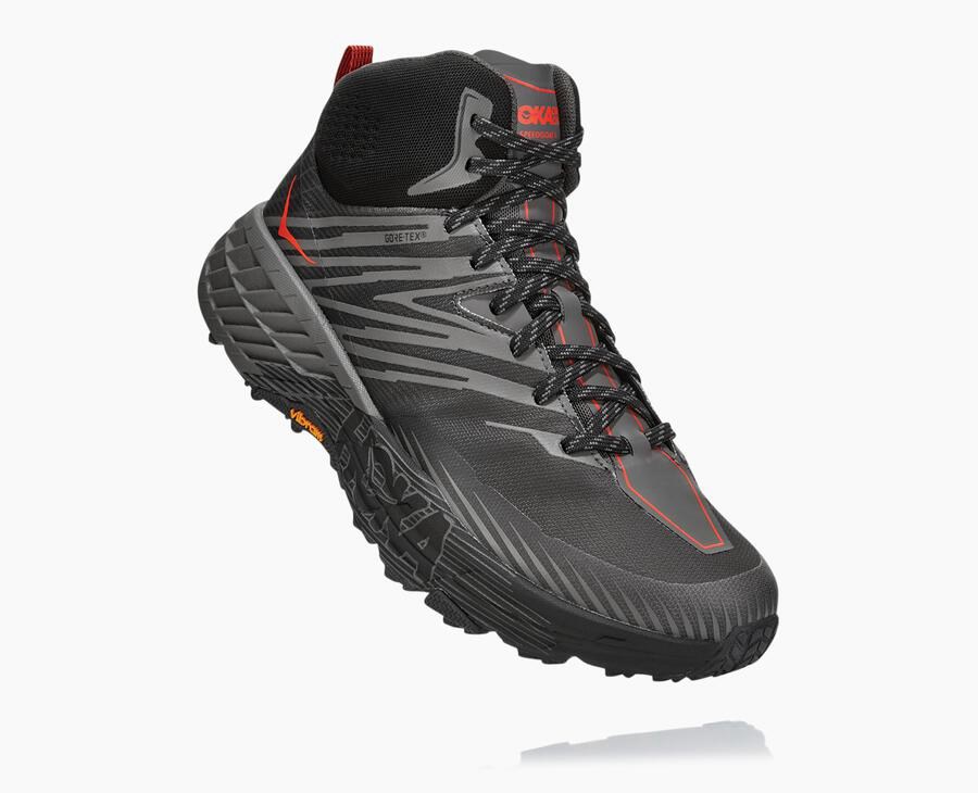 Hoka Mens Trail Shoes NZ - Hoka Speedgoat Mid Gore-Tex 2 Black (GJB258304)